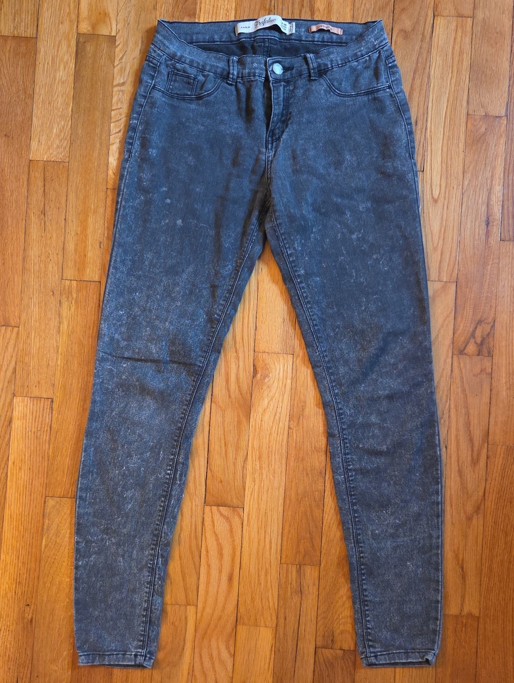 Zara Black Acid-Wash Skinny Jeans
